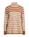 Diana Gallesi Woman Turtleneck Beige Size Xxl Polyamide, Wool, Viscose, Acrylic In Brown