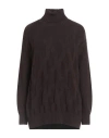 Diana Gallesi Woman Turtleneck Chocolate Brown Size L Viscose, Polyester, Polyamide In Brown