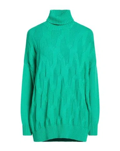 Diana Gallesi Woman Turtleneck Emerald Green Size Xl Viscose, Polyester, Polyamide