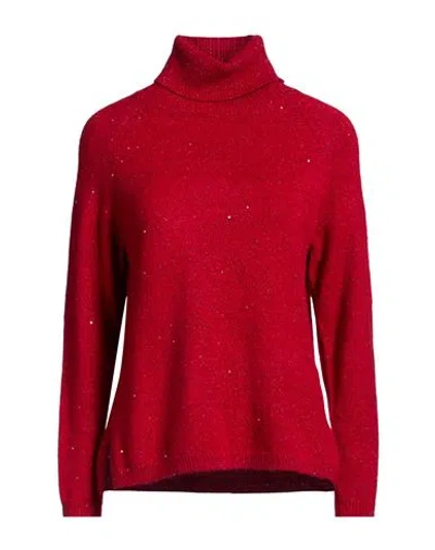Diana Gallesi Woman Turtleneck Red Size S Acrylic, Polyester, Polyamide, Metal Fiber, Elastane