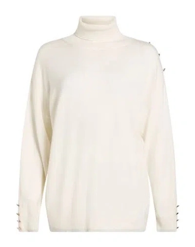 Diana Gallesi Woman Turtleneck White Size L Viscose, Polyamide, Wool, Silk, Cashmere In Neutral