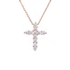 Diana M. 14 Kt Rose Gold Diamond Cross Pendant Adorned With 0.70 Cts Tw Of Brilliant Cut Round Diamonds In Silver