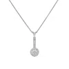Diana M. 14 Kt White Gold, 16.50" Diamond Pendant With Halo Design Adorned With 0.50 Cts Tw Round Diamonds In Silver