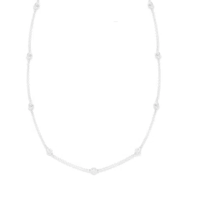 Diana M. 14 Kt White Gold, 18" Diamonds-by-the-yard Necklace Featuring 0.50 Cts Tw Round Diamonds In Silver