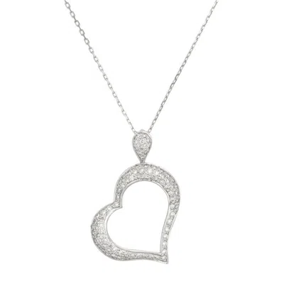 Diana M. 14 Kt White Gold Diamond Pendant With A Heart-shaped Design Adorned With 1.00 Cts Tw Diamonds In Silver