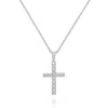 Diana M. 14 Kt White Gold Diamond Pendant With Cross-shaped Design Adorned With 0.15 Cts Tw Diamonds In Silver