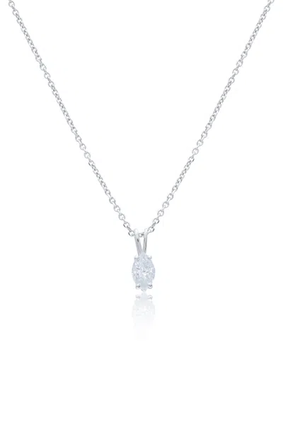 Diana M. 14 Kt White Gold Diamond Pendant With One 0.55 Cts Tw Marquise Diamond In Silver