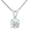 Diana M. 14 Kt White Gold Diamond Pendant With One 1.00 Cts Tw Round Diamond In Silver