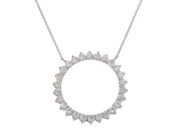 Diana M. 14 Kt White Gold Diamond Pendant With Ring-shaped Design Adorned With 2.30 Cts Tw Round Diamonds In Silver