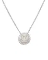 Diana M. 14 Kt White Gold Diamond Pendant With Waved Design Surrounding Center 0.70 Cts Tw Round Diamond In Silver