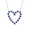 Diana M. 14 Kt White Gold Diamond Sapphire And Diamond Heart Shaped Pendant In Blue