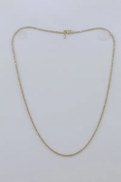 DIANA M. 14 KT YELLOW GOLD, 16" 4 PRONG DIAMOND TENNIS NECKLACE FEATURING 2.25 CTS TW ROUND DIAMONDS