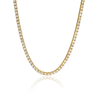 Diana M. 14 Kt Yellow Gold, 16" 4 Prong Diamond Tennis Necklace Featuring 4.00 Cts Tw Round Diamonds
