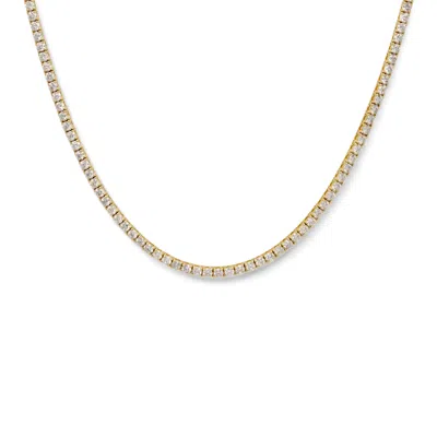 Diana M. 14 Kt Yellow Gold, 16" Diamond Tennis Necklace Featuring 11.75 Cts Tw Diamonds In Silver