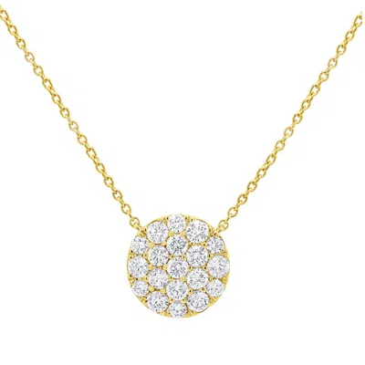 Diana M. 14 Kt Yellow Gold Diamond Pendant With Pave Circle Design Adorned With 0.43 Cts Tw Diamonds In Silver