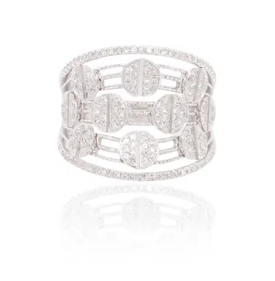 Diana M. 14 K/w Ring With 0.50ct Diamonds / 5.24 Gm / 174 St In Silver