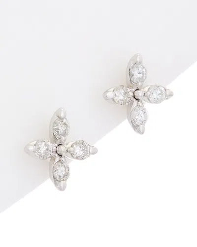 Diana M. 14k 0.34 Ct. Tw. Flower Studs In Silver
