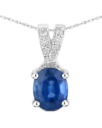 Diana M. 14k 0.71 Ct. Tw. Diamond & Blue Sapphire Pendant In Metallic