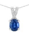 Diana M. 14k 0.71 Ct. Tw. Diamond & Blue Sapphire Pendant In Metallic