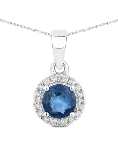 Diana M. 14k 0.72 Ct. Tw. Diamond & Blue Sapphire Pendant In White