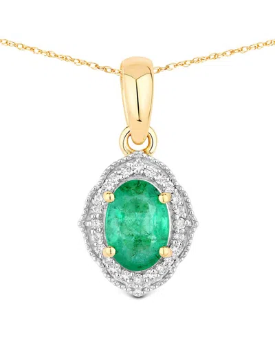 Diana M. 14k 0.82 Ct. Tw. Diamond & Zambian Emerald Pendant In Gold