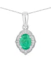 Diana M. 14k 0.82 Ct. Tw. Diamond & Zambian Emerald Pendant In Metallic