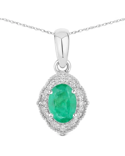 Diana M. 14k 0.82 Ct. Tw. Diamond & Zambian Emerald Pendant In Metallic