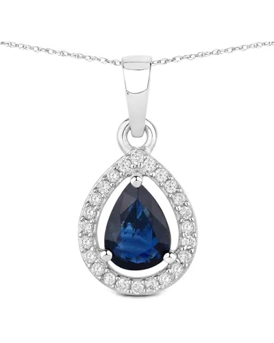 Diana M. 14k 0.91 Ct. Tw. Diamond & Blue Sapphire Pendant In Metallic