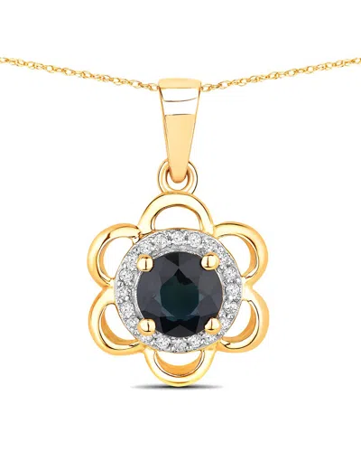 Diana M. 14k 0.94 Ct. Tw. Diamond & Blue Sapphire Pendant In Gold