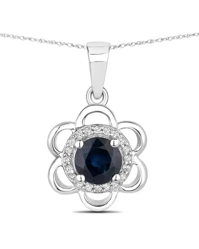 Diana M. 14k 0.94 Ct. Tw. Diamond & Blue Sapphire Pendant In Metallic