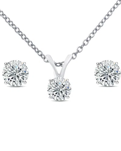 Diana M. 14k 1.00 Ct. Tw. Diamond Necklace & Studs In Metallic