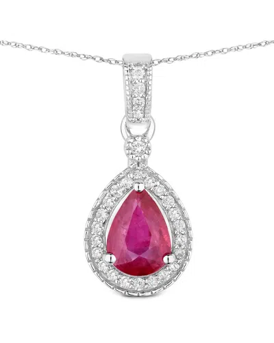 Diana M. 14k 1.01 Ct. Tw. Diamond & Ruby Pendant In White
