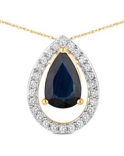 Diana M. 14k 1.15 Ct. Tw. Diamond & Blue Sapphire Pendant