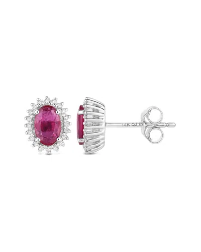 Diana M. 14k 1.16 Ct. Tw. Diamond & Ruby Earrings In Metallic