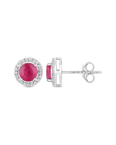 Diana M. 14k 1.22 Ct. Tw. Diamond & Ruby Earrings In Metallic