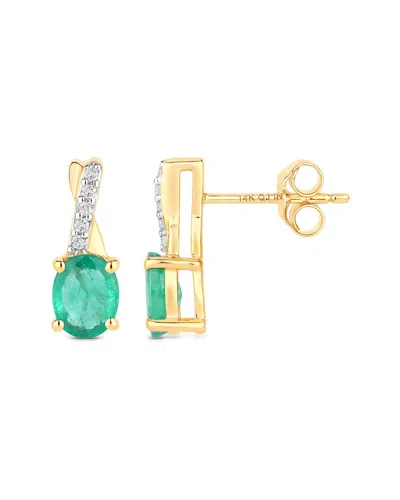 Diana M. 14k 1.27 Ct. Tw. Diamond & Zambian Emerald Earrings In Gold
