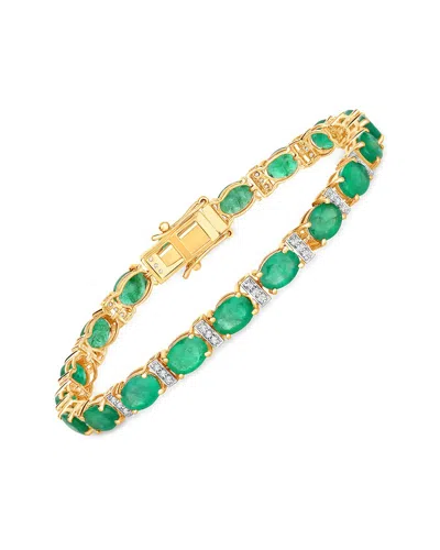 Diana M. 14k 14.05 Ct. Tw. Diamond & Zambian Emerald Bracelet In Green