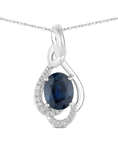 Diana M. 14k 1.46 Ct. Tw. Diamond & Blue Sapphire Pendant In Metallic