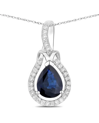Diana M. 14k 1.48 Ct. Tw. Diamond & Blue Sapphire Pendant In Metallic