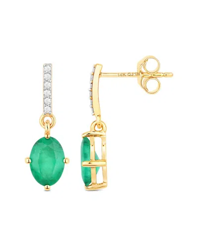 Diana M. 14k 1.49 Ct. Tw. Diamond & Zambian Emerald Earrings In Gold