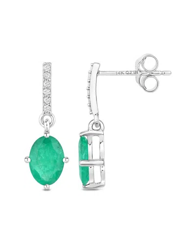 Diana M. 14k 1.49 Ct. Tw. Diamond & Zambian Emerald Earrings In Green