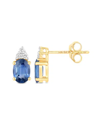 Diana M. 14k 1.52 Ct. Tw. Diamond & Blue Sapphire Earrings In Gold