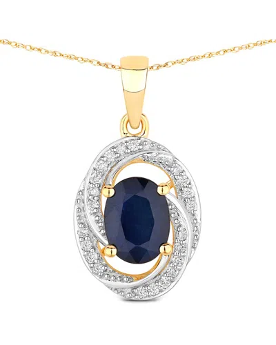 Diana M. 14k 1.71 Ct. Tw. Diamond & Blue Sapphire Pendant In Gold