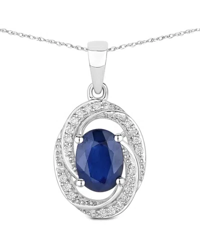 Diana M. 14k 1.71 Ct. Tw. Diamond & Blue Sapphire Pendant In Metallic