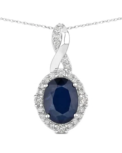 Diana M. 14k 1.72 Ct. Tw. Diamond & Blue Sapphire Pendant In White