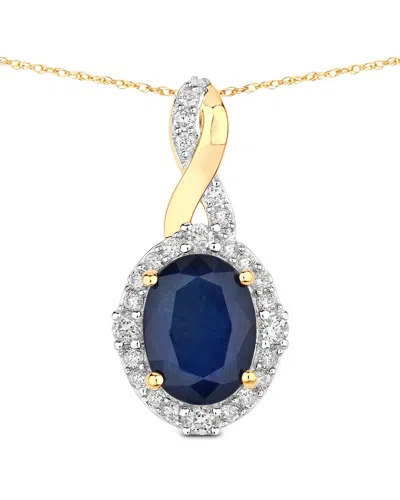 Diana M. 14k 1.72 Ct. Tw. Diamond & Blue Sapphire Pendant In Metallic