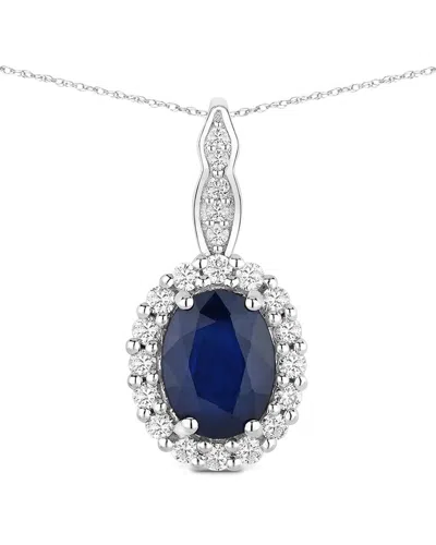 Diana M. 14k 1.79 Ct. Tw. Diamond & Blue Sapphire Pendant In Metallic