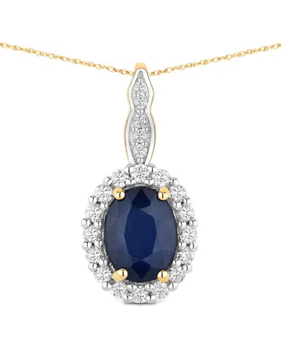 Diana M. 14k 1.79 Ct. Tw. Diamond & Blue Sapphire Pendant In Gold
