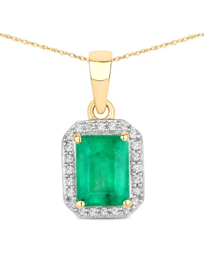Diana M. 14k 1.80 Ct. Tw. Diamond & Zambian Emerald Pendant In Gold