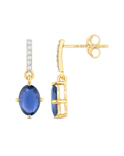 Diana M. 14k 1.95 Ct. Tw. Diamond & Blue Sapphire Earrings In Gold